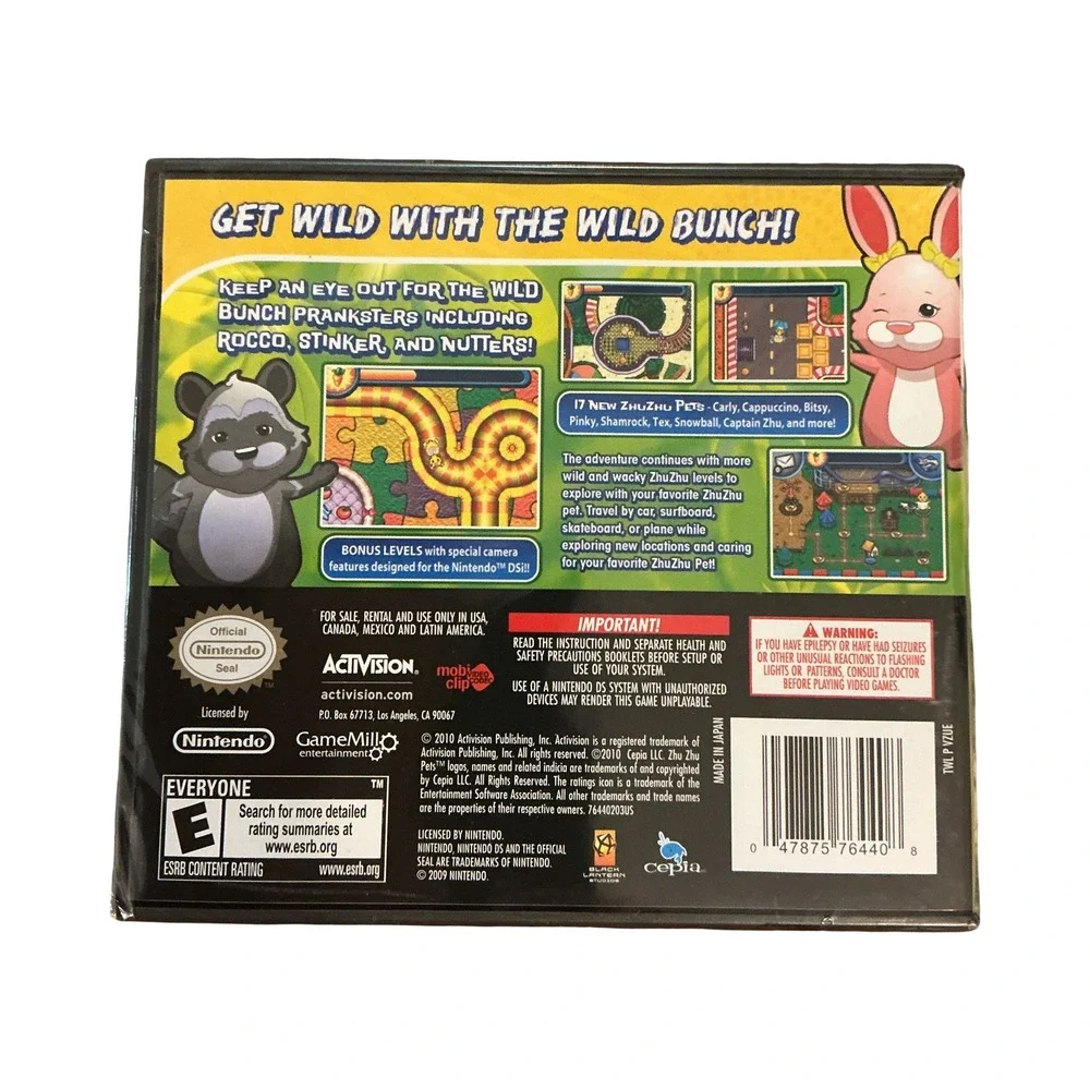 Zhu Zhu Pets 2 Featuring The Wild Bunch Nintendo DS Game New Factory Sealed